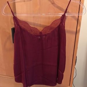 Lace Trim Cami in wine color from Evereve